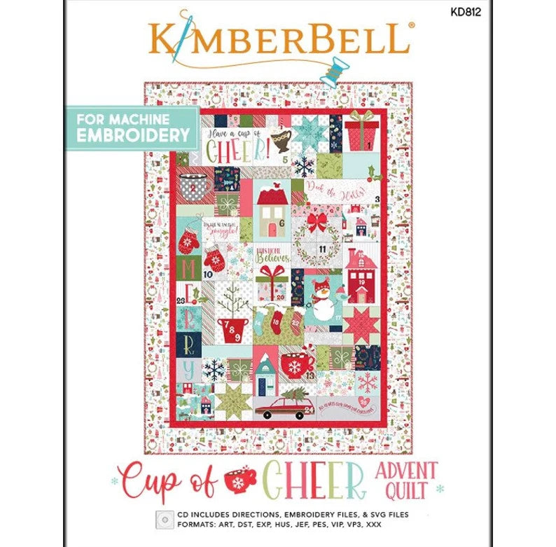 Embroidery CD and Booklet -KID812 Cup of Cheer Advent Quilt Designers: Kim Christopherson, KimberBell Machine Embroidery CD