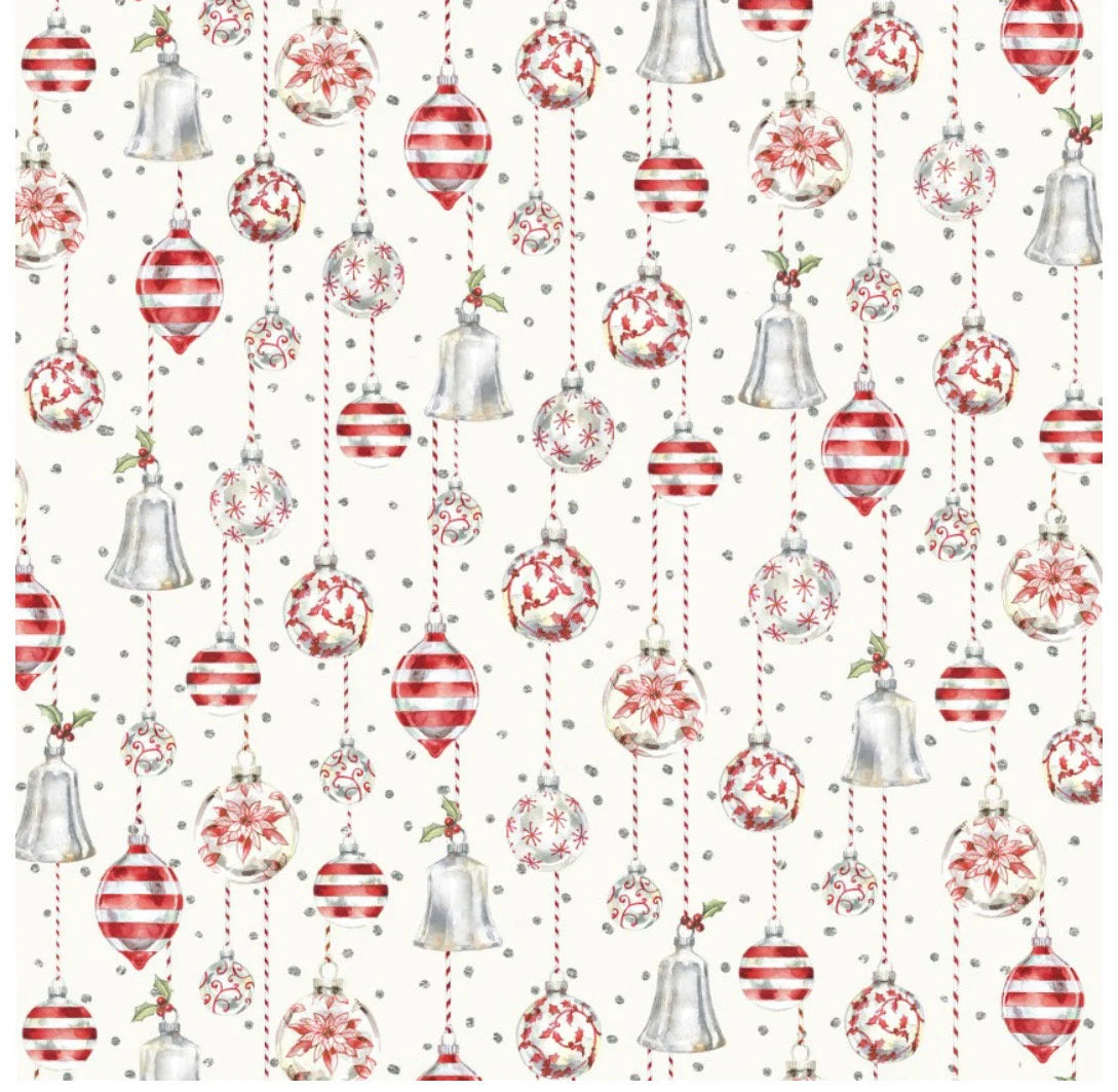 Hanging Ornaments Christmas Cotton fabric - 100% Cotton Fabric - Sold by the 1/2 yard increment