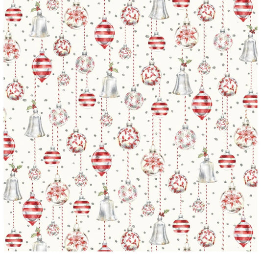 Hanging Ornaments Christmas Cotton fabric - 100% Cotton Fabric - Sold by the 1/2 yard increment