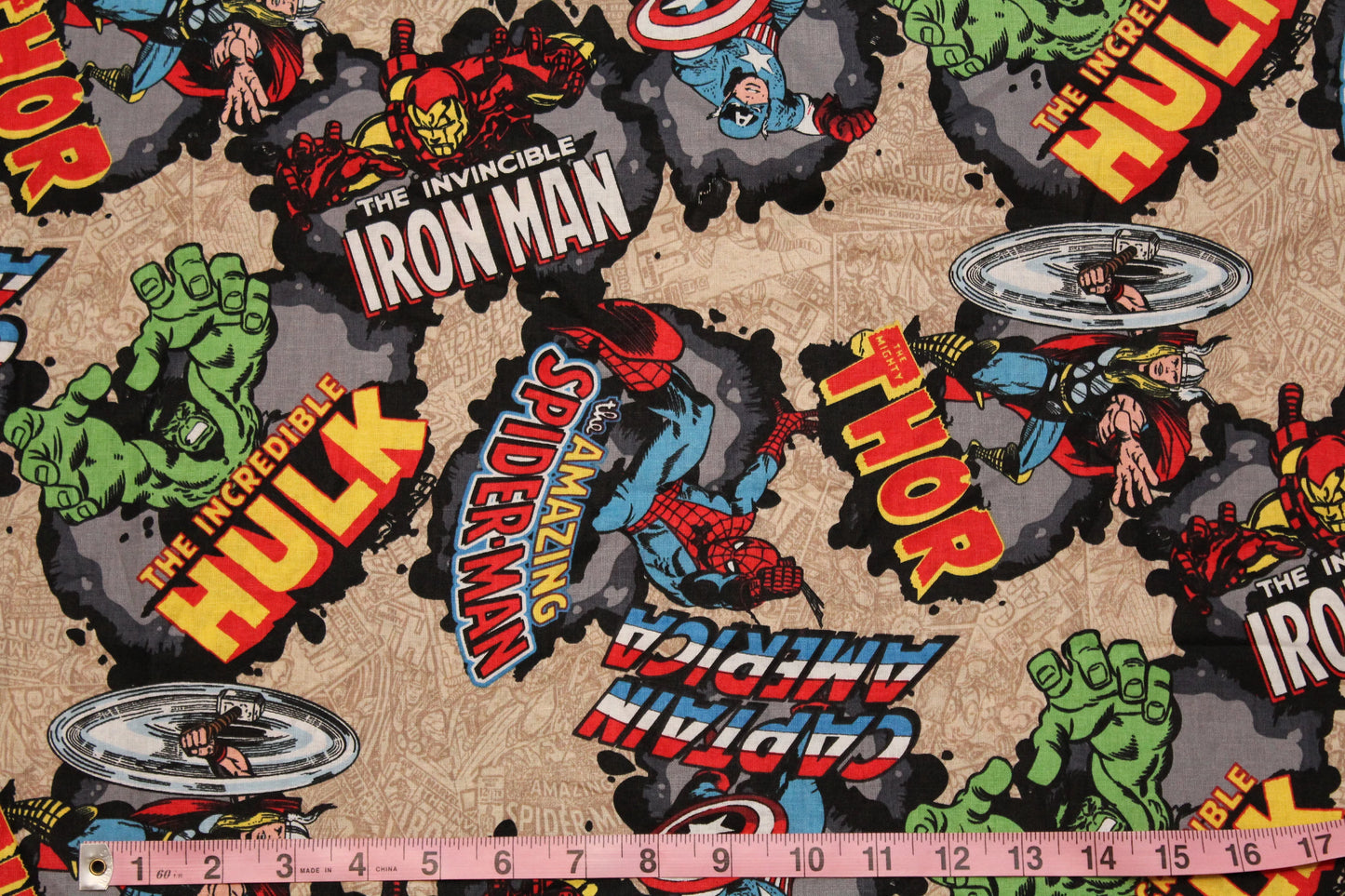 Marvel Comic Burst 100% Cotton Fabric  - Sold by the 1/2 yard increment