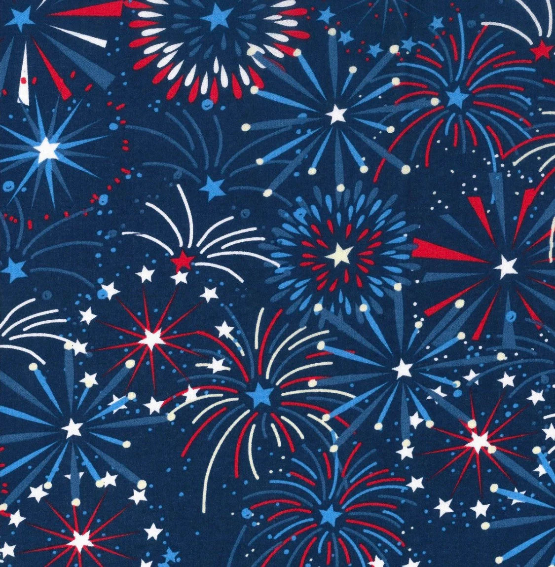 Star Patriotic Fireworks Cotton fabric - 100% Cotton Fabric - Sold by the 1/2 yard increment