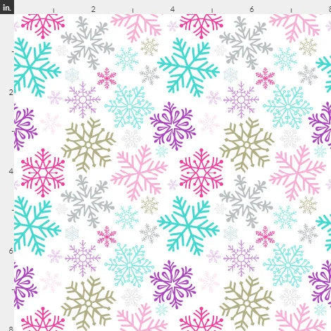 Colorful Snowflakes Christmas Cotton fabric - 100% Cotton Fabric - Sold by the 1/2 yard increment