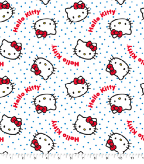 Hello Kitty Dots Cotton Fabric- 100% Cotton - Continuous Cuts - Sold by the 1/2 yard increment